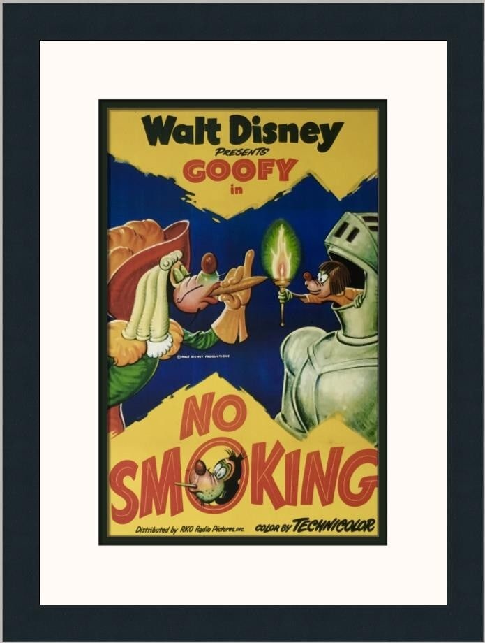 Disney Goofy No Smoking Custom Framed Offset Lithograph Print: Disney Goofy No Smoking Custom Framed Offset Lithograph Print This custom framed print features the beloved Disney character Goofy with a humorous 'No Smoking' theme, produced by Disney Studios in 199
