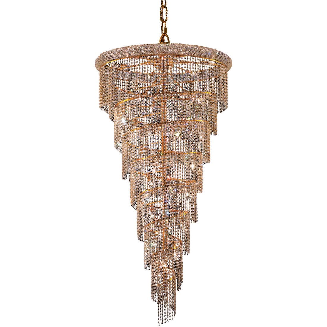 Large Gold Spiral Chandelier 26 Lights Modern Crystal Foyer Dining Room: Large Gold Spiral Chandelier 26 Lights Modern Crystal Foyer Dining Room Illuminate your space with this stunning large spiral chandelier, featuring 26 lights that create a captivating glow. Designed w