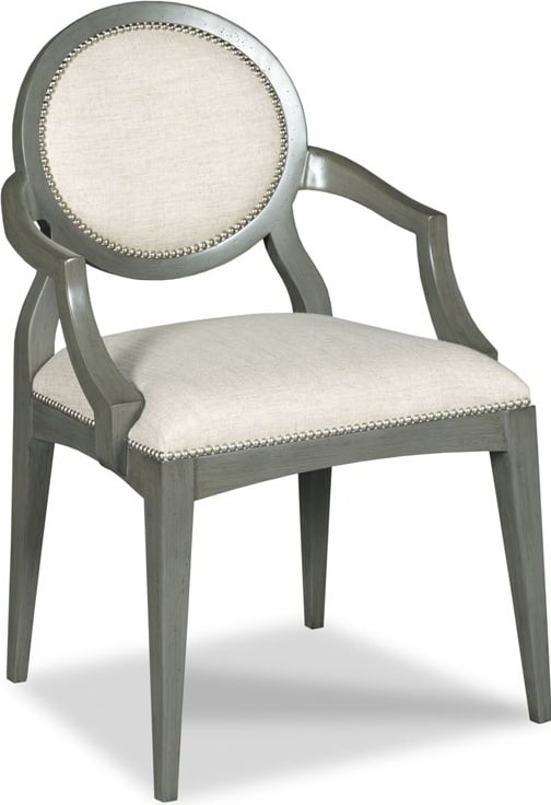 Woodbridge Transitional Sahara Gray Oval Back Arm Chair: Woodbridge Transitional Sahara Gray Oval Back Arm Chair Enhance your living space with the Transitional Sahara Gray Arm Chair, a stylish addition that combines comfort and elegance. This chair feature