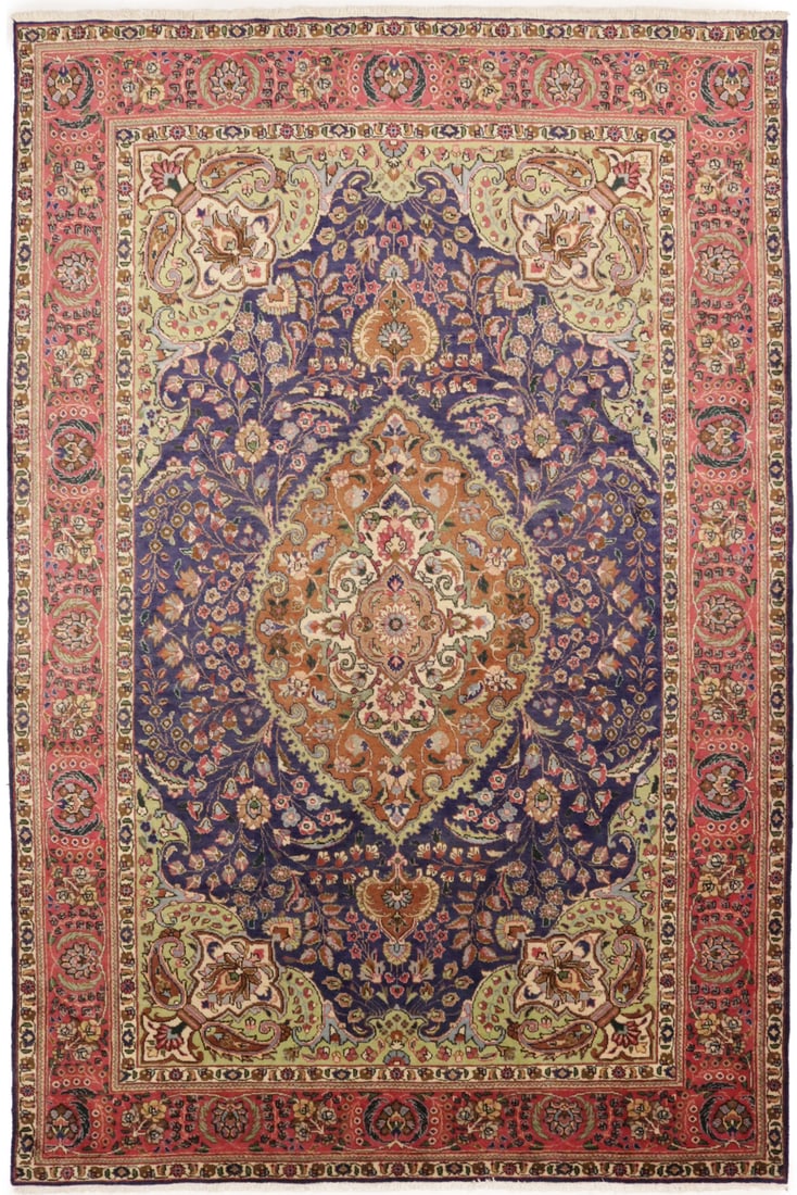 Unique Handmade Oriental Floral Rug 7x10 ft Vintage Wool Carpet (1 of 18)