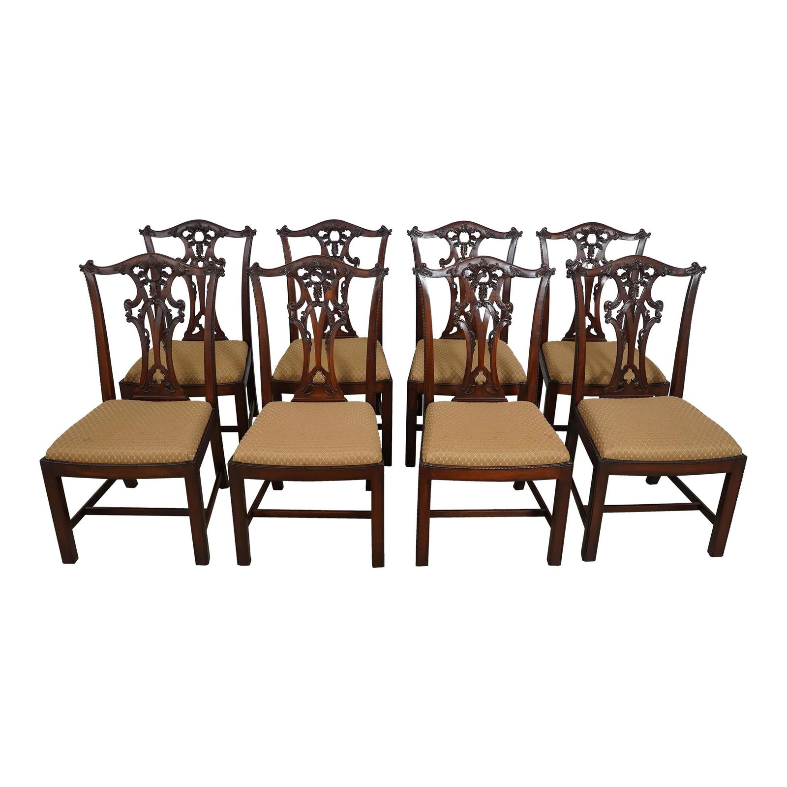Set of 8 Henredon Chippendale Mahogany Dining Chairs High Quality Construction: Set of 8 Henredon Chippendale Mahogany Dining Chairs High Quality Construction This exquisite set of 8 Henredon Chippendale dining room chairs is a stunning addition to any home. Crafted from high-qua