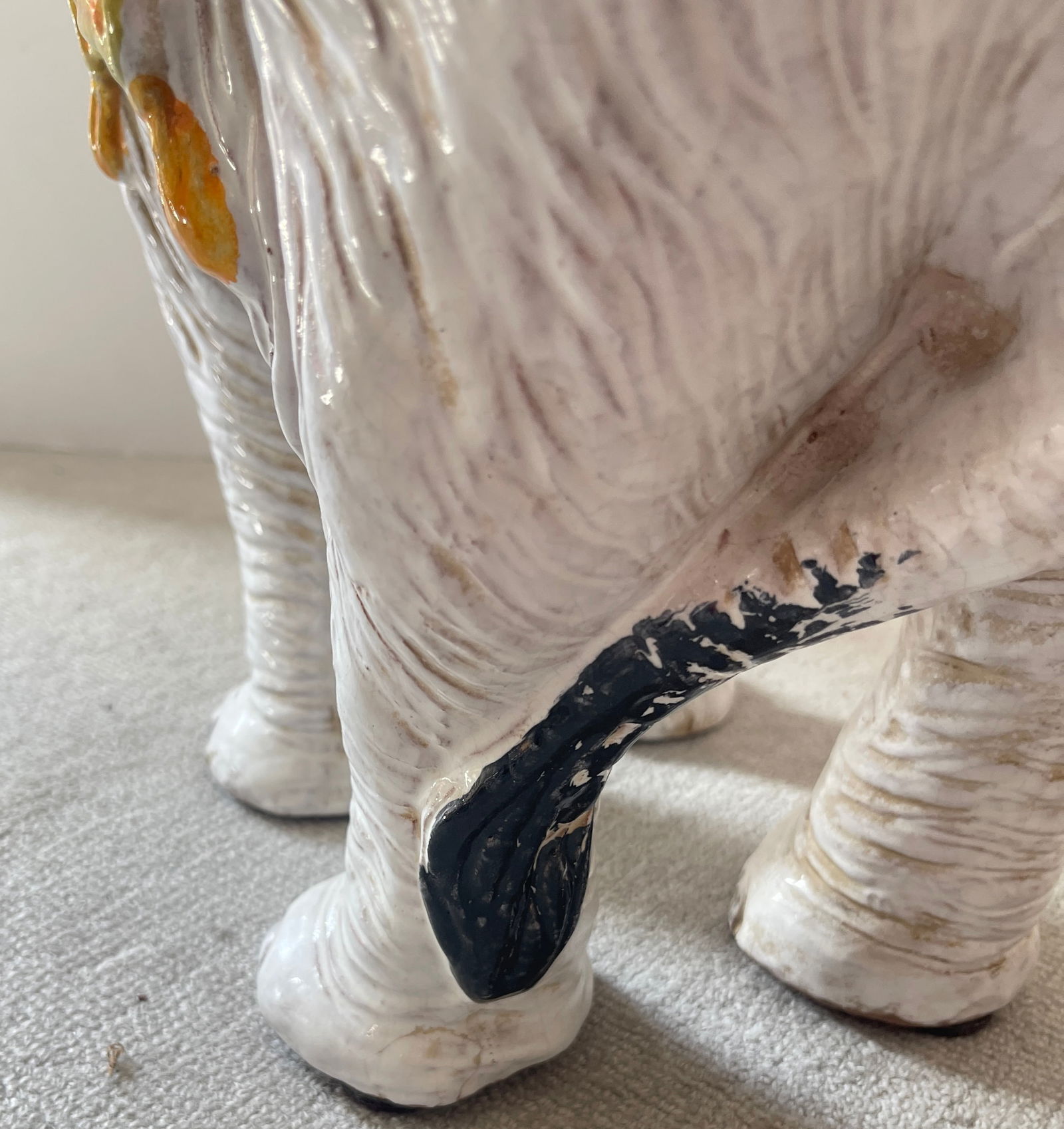 Vintage 1950s Italian Glazed Terracotta Elephant Garden Seat - 10