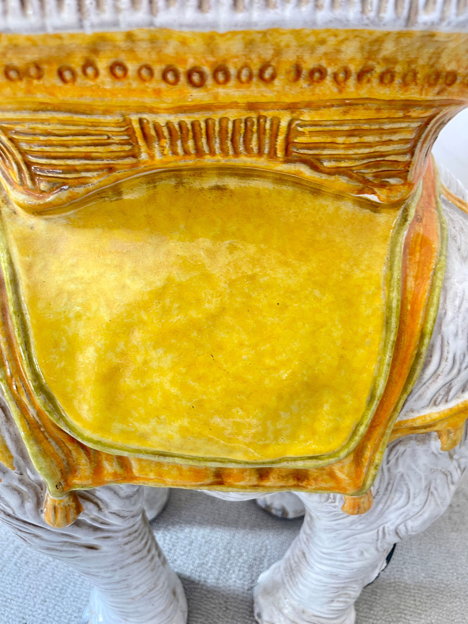 Vintage 1950s Italian Glazed Terracotta Elephant Garden Seat - 7