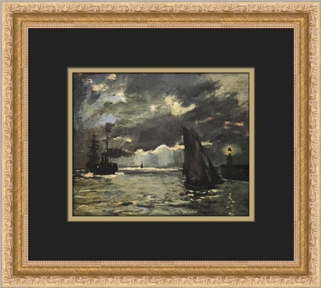 Claude Monet Seascape Night Effect Custom Framed Art Print 14x12 (1 of 2)