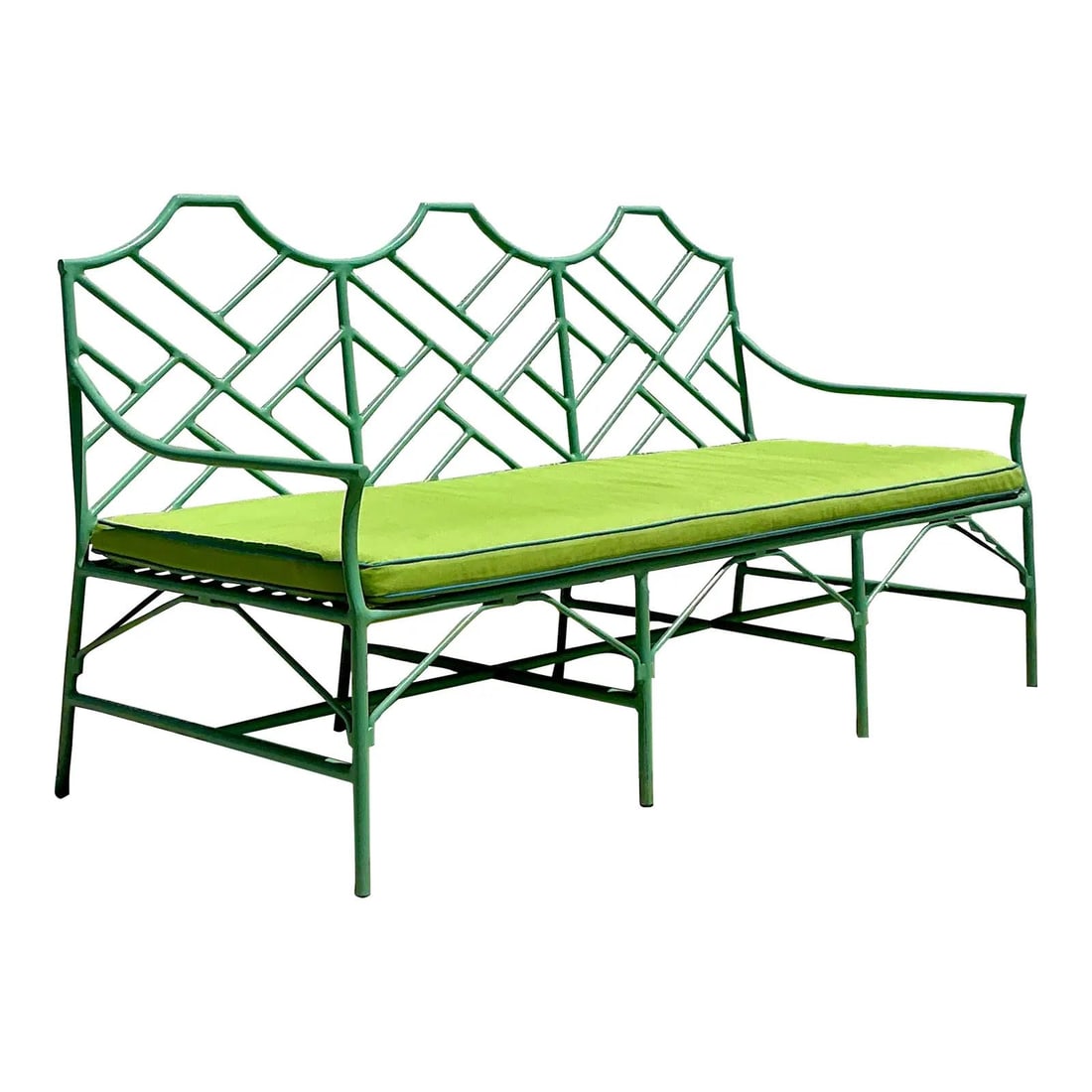 O'Brien Iron Works Vintage Chinese Chippendale Sofa Mint Green: O'Brien Iron Works Vintage Chinese Chippendale Sofa Mint Green Elevate your outdoor or indoor space with this exquisite vintage Chinese Chippendale-style sofa by O'Brien Iron Works. Featuring a powder