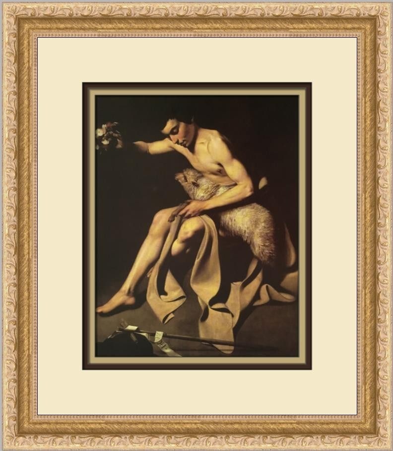 Caravaggio St. John the Baptist Custom Framed Print 15x13 Realism Art: Caravaggio St. John the Baptist Custom Framed Print 15x13 Realism Art This exquisite custom framed print features Caravaggio's iconic depiction of St. John the Baptist, showcasing the artist's masterf