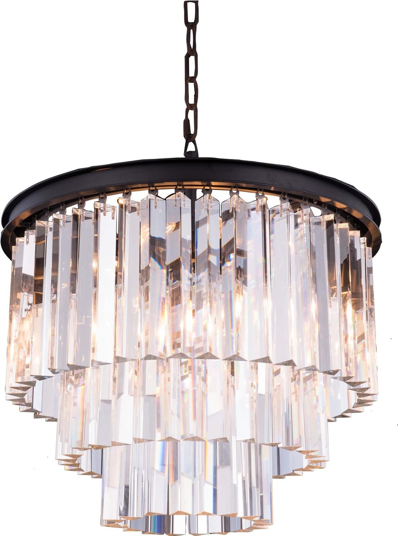 Elegant Lighting Sydney Collection Pendant Lamp Mocha Brown Crystal 9 Bulbs (1 of 1)