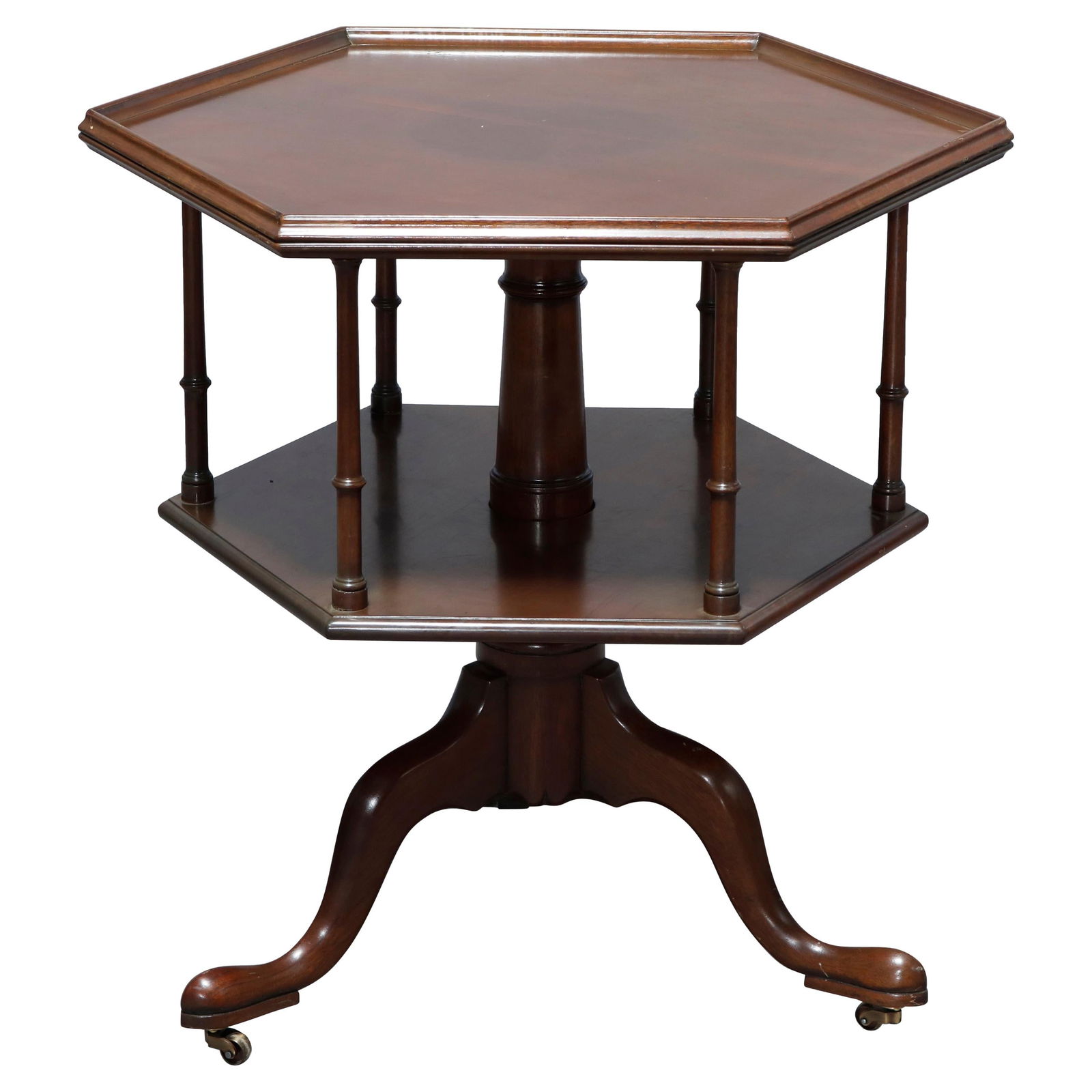 Kittinger Colonial Williamsburg Queen Anne Mahogany Revolving Server 20th Century: Kittinger Colonial Williamsburg Queen Anne Mahogany Revolving Server 20th Century This exquisite Kittinger Colonial Williamsburg Queen Anne revolving server showcases elegant mahogany craftsmanship an
