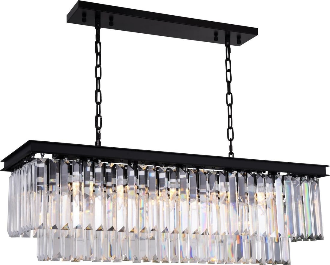 Sydney Pendant Light Crystal Matte Black 12 Bulbs Elegant Lighting (1 of 1)