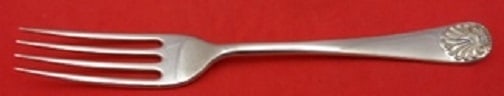James Robinson English Shell Sterling Silver Salad Fork 4-Tine 6 3/4": James Robinson English Shell Sterling Silver Salad Fork 4-Tine 6 3/4" This exquisite salad fork features the elegant English Shell pattern by James Robinson. Crafted from high-quality sterling silver,