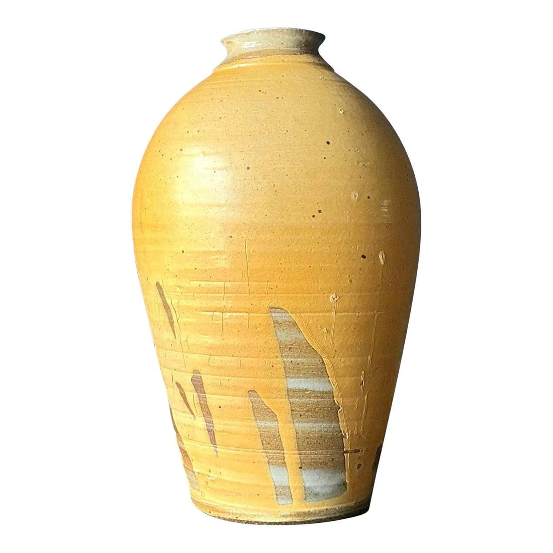 Vintage Mid-Century Boho Drip Glaze Stoneware Vase (1 of 5)