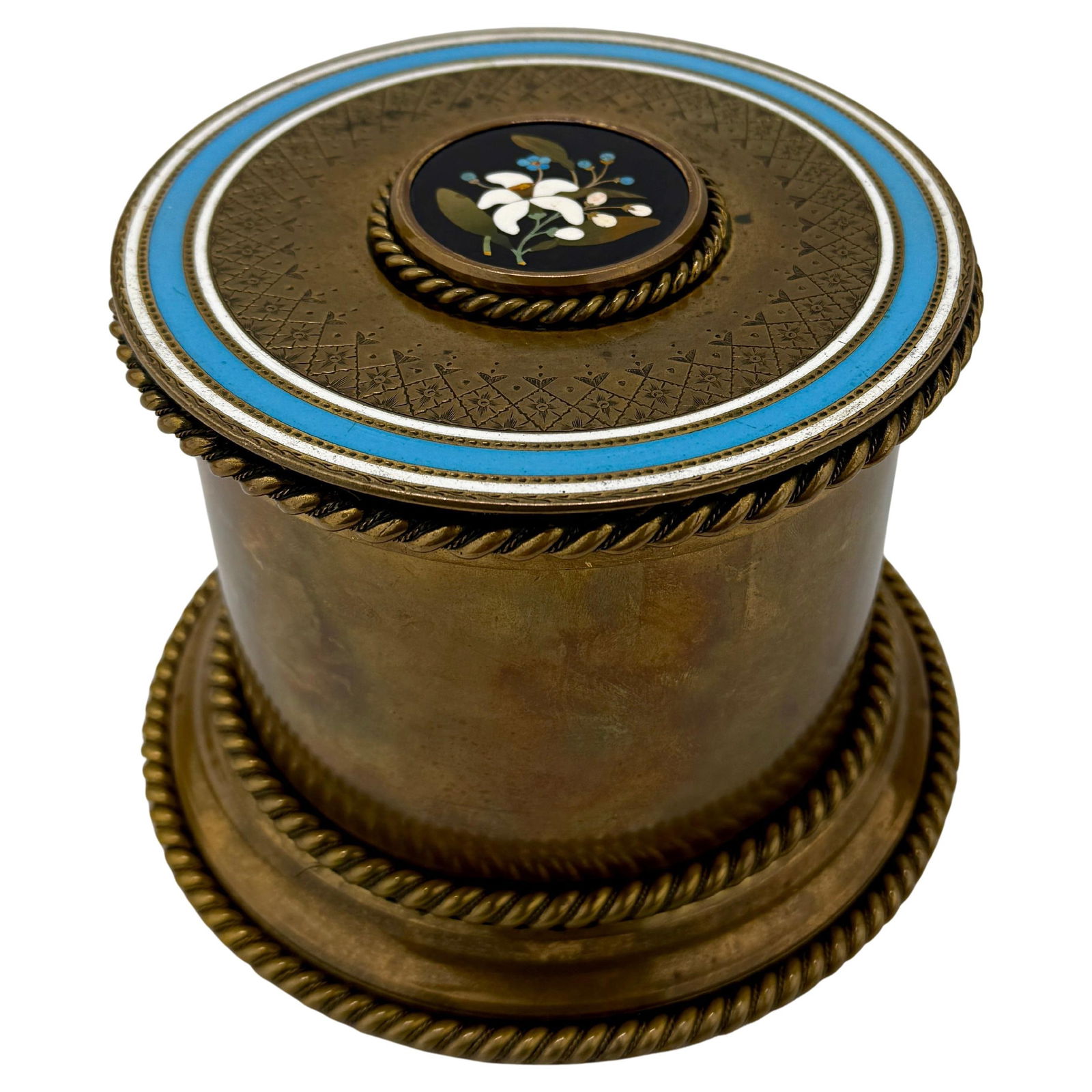 Grand Tour Bronze Two-Tone Enamel Pietra Dura Box C. 1880 (1 of 13)