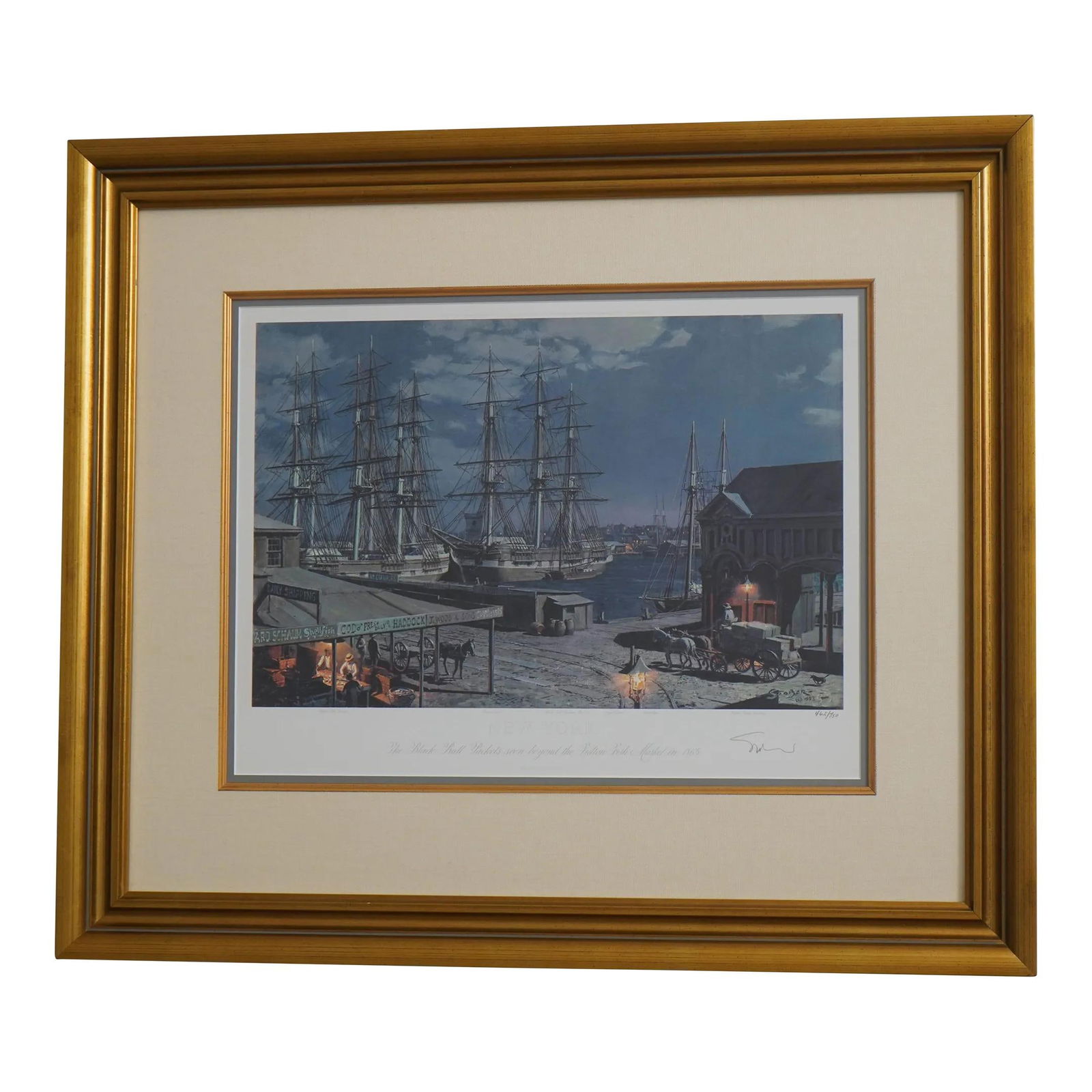 Hand Signed Fulton Fish Market Lithograph Framed Art Print (1 of 10)