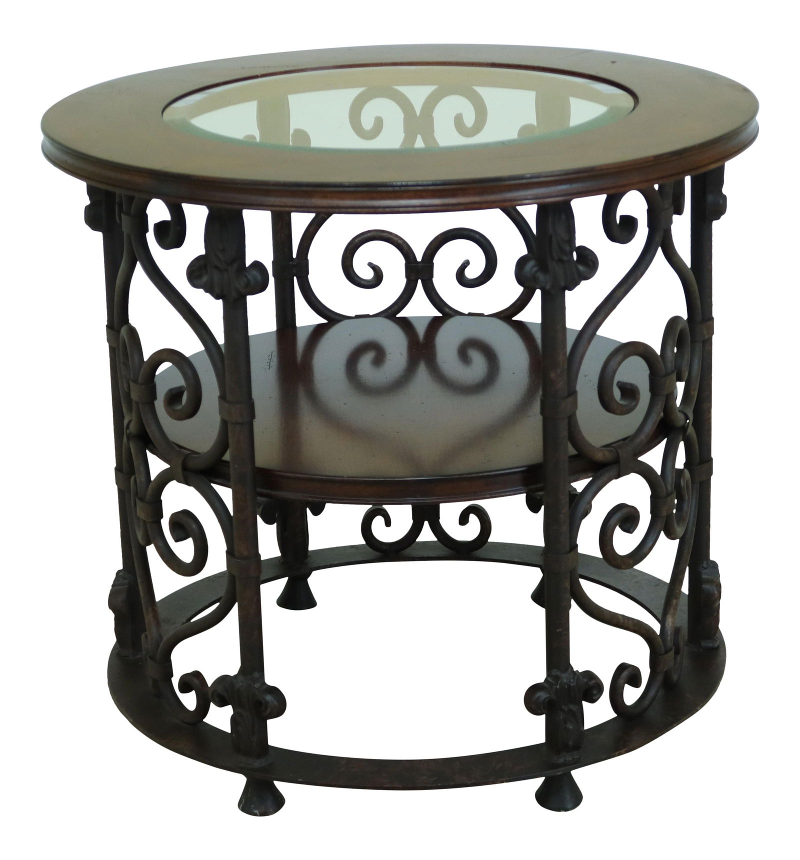 Sherrill Rustic Round Occasional Table with Beveled Glass Top (1 of 10)
