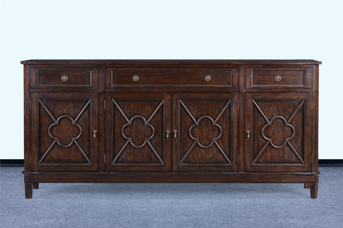French Style Dark Rustic Pecan Sideboard by Wilcox 40H 84W 14D (1 of 5)