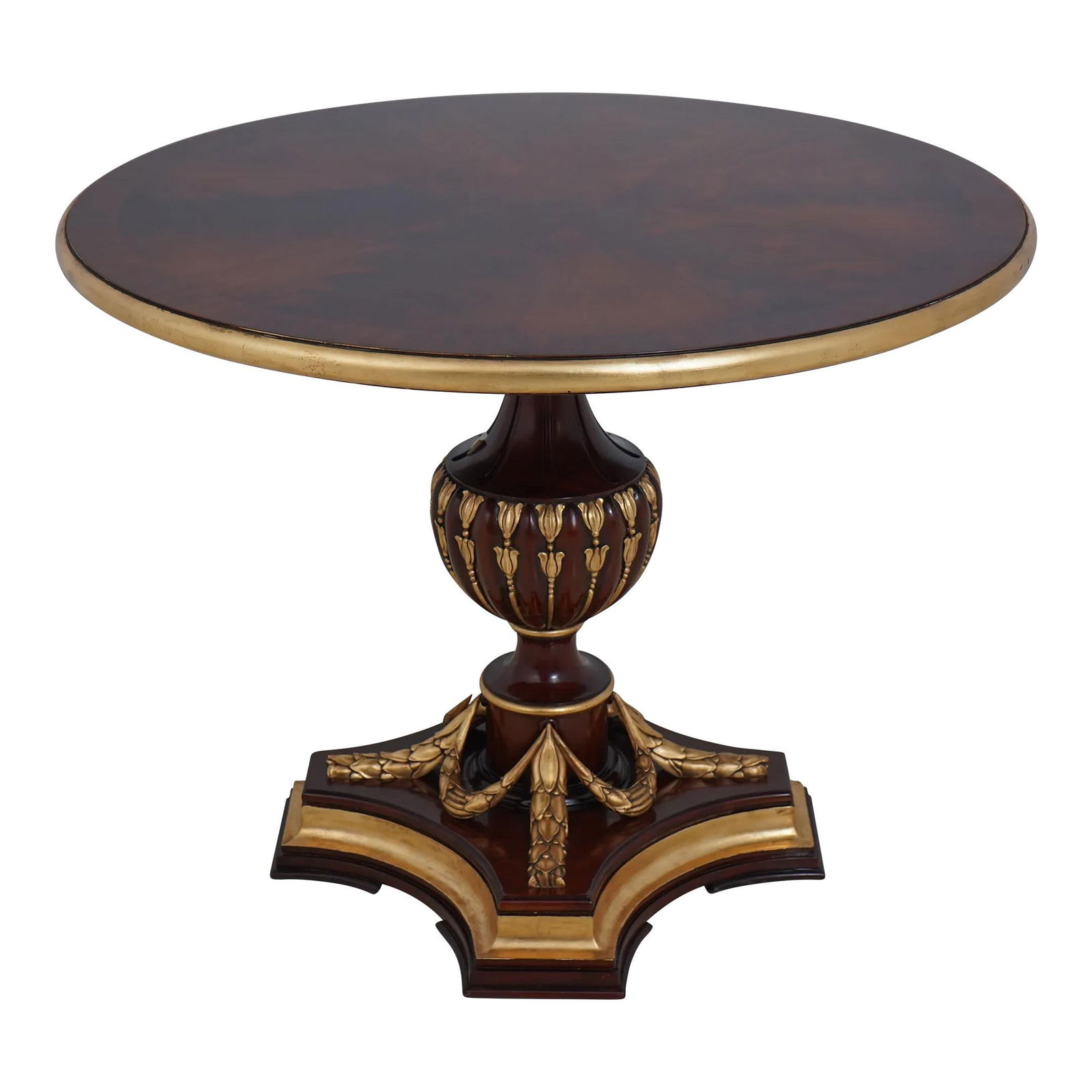 Regency Style Round Center Table Figural Mahogany Gold Gilt Accents (1 of 10)
