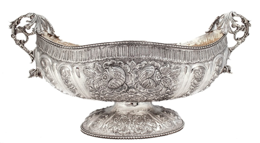 Handmade 925 Sterling Silver Gold Plated Floral Fruit Bowl Centerpiece (1 of 6)