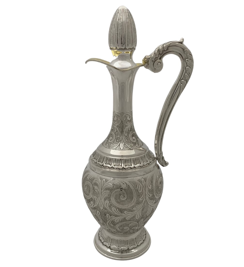 Handmade 925 Sterling Silver Ornate Wine Bottle 14.5" (1 of 4)