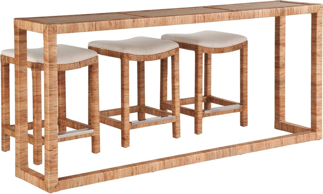 Universal Sandbar Console Table 36H 82W 16D from EuroLux: Universal Sandbar Console Table 36H 82W 16D from EuroLux Introducing the Elegant Sandbar Console, a stylish addition to your home decor. This console features a sleek design and is perfect for any liv