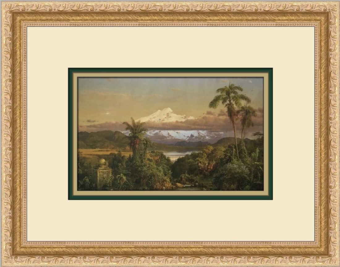Frederic Edwin Church Cayambe Custom Framed Landscape Print: Frederic Edwin Church Cayambe Custom Framed Landscape Print Enhance your art collection with this stunning custom framed print titled 'Cayambe' by Frederic Edwin Church. This piece showcases a beautif