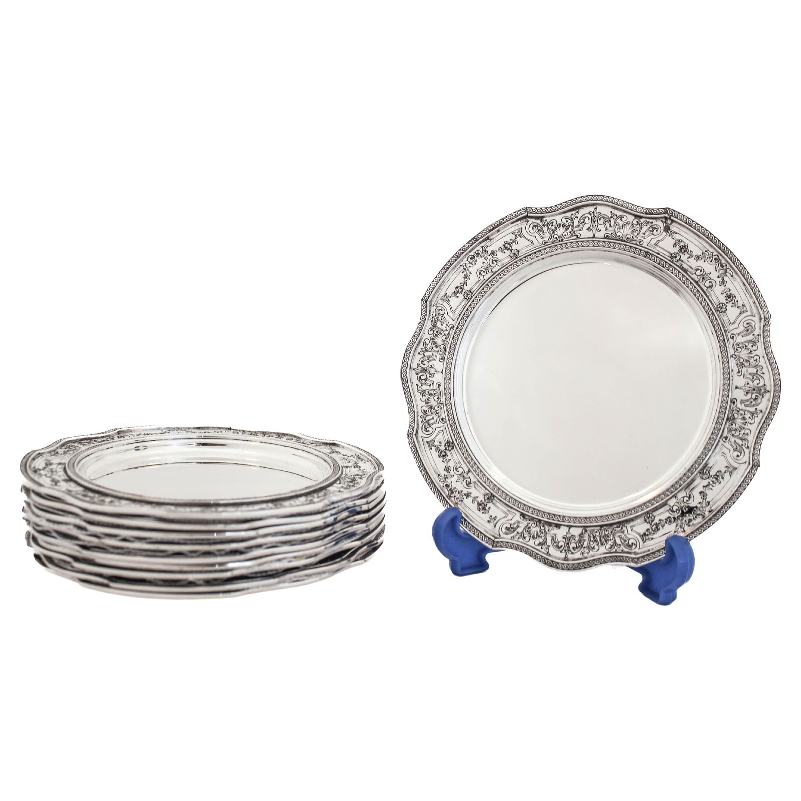 Exquisite Set of 12 International Silver Sterling Silver Bread Plates (1 of 6)