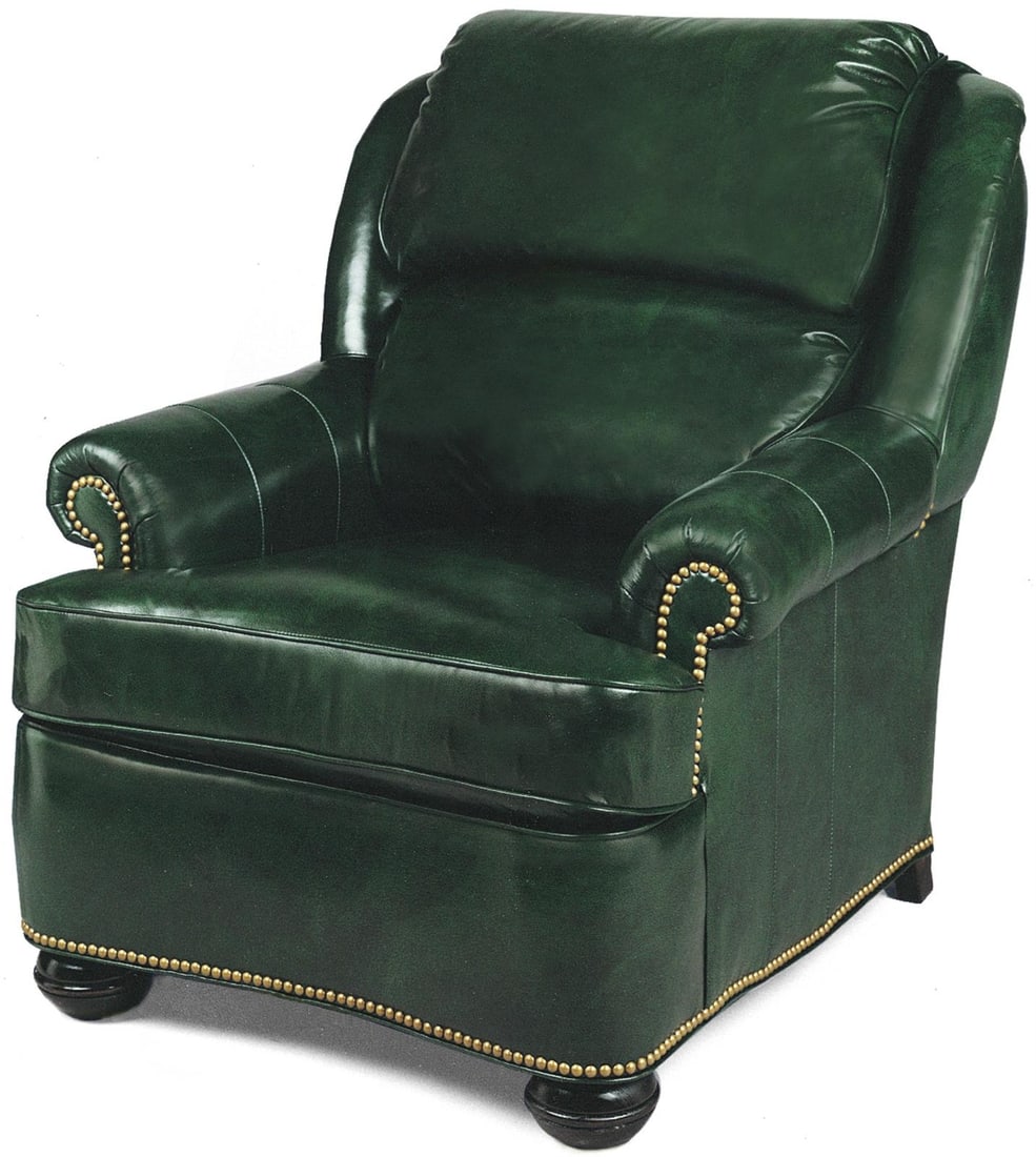 Handcrafted Emerald Leather Accent Chair with Adjustable Features (1 of 1)