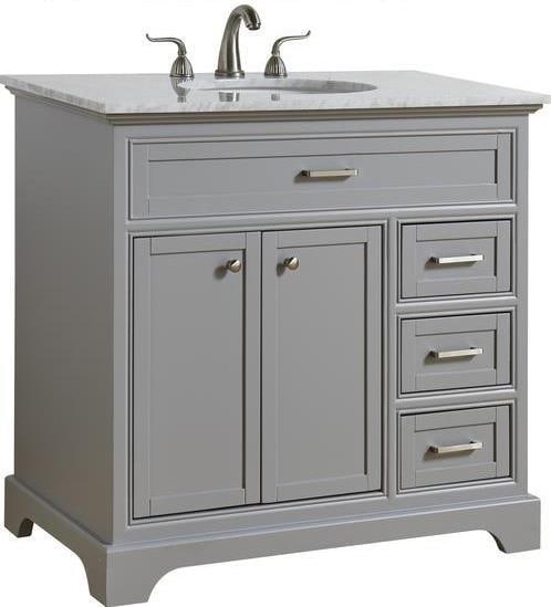 Elegant Lighting Modern Light Grey Vanity Cabinet with Brushed Steel Finish: Elegant Lighting Modern Light Grey Vanity Cabinet with Brushed Steel Finish This modern light grey vanity cabinet is the perfect addition to stylish bathrooms, combining contemporary design with funct