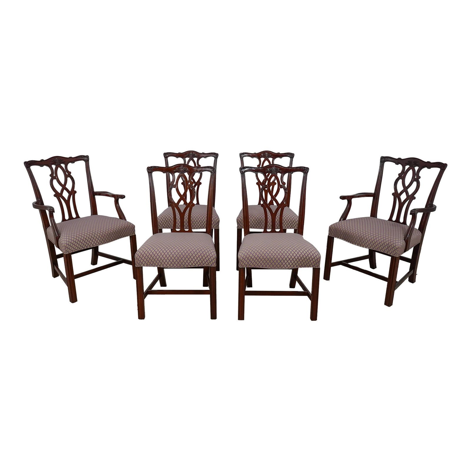 Set of 6 Kindel Chippendale Mahogany Dining Chairs with Fine Carved Details: Set of 6 Kindel Chippendale Mahogany Dining Chairs with Fine Carved Details This exquisite set of 6 Kindel Chippendale dining room chairs showcases fine carved details and high-quality construction, r