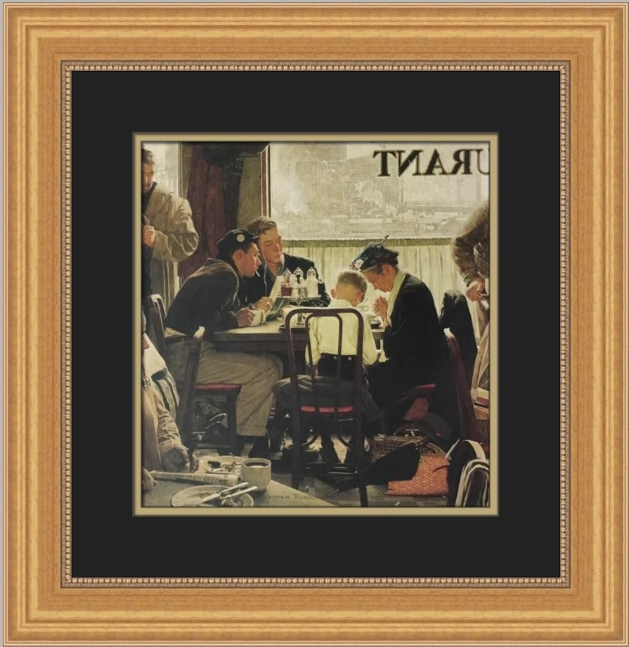 Norman Rockwell Saying Grace Custom Framed Print 1975 Americana Art (1 of 2)