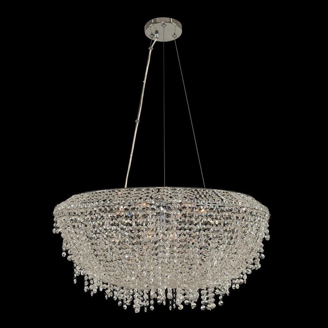 Kalco Massimo Chrome Pendant Light with Clear Crystal Accents: Kalco Massimo Chrome Pendant Light with Clear Crystal Accents Elevate your space with the Modern Massimo Pendant, featuring a stunning chrome finish and clear crystal accents. This elegant lighting fi
