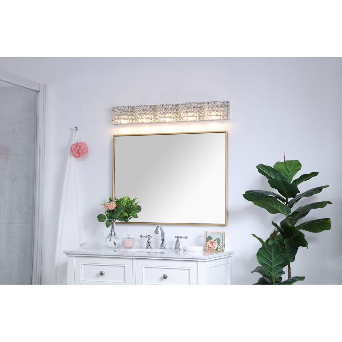 Ollie 5-Light Chrome Wall Sconce with Crystals 33.7 Inch Modern Fixture: Ollie 5-Light Chrome Wall Sconce with Crystals 33.7 Inch Modern Fixture Illuminate your space with this stunning 33-inch Chrome Wall Sconce, expertly designed for modern interiors. This elegant light