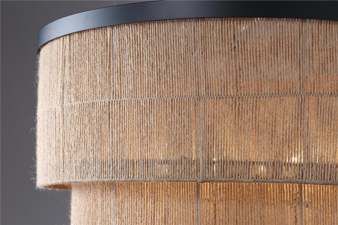 Terracotta Whitsunday Adjustable Rope Drum Chandelier Matte Black: Terracotta Whitsunday Adjustable Rope Drum Chandelier Matte Black Illuminate your space with this Elegant Adjustable Rope Drum Chandelier, crafted from durable abaca hemp fiber rope. This stylish ligh