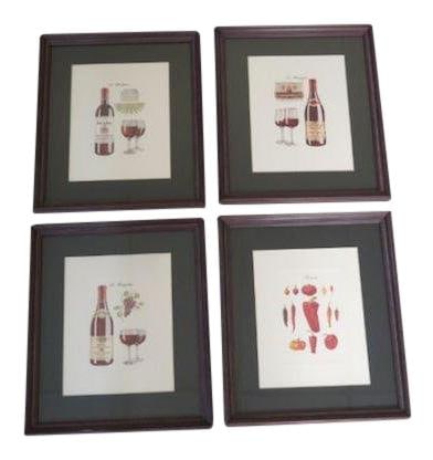 Wine Theme Matted Prints Set of 4 Red Decor 11.5 x 13.5: Wine Theme Matted Prints Set of 4 Red Decor 11.5 x 13.5 Enhance your decor with this exquisite set of four wine-themed matted prints. Each print is expertly matted and framed, showcasing a vibrant red