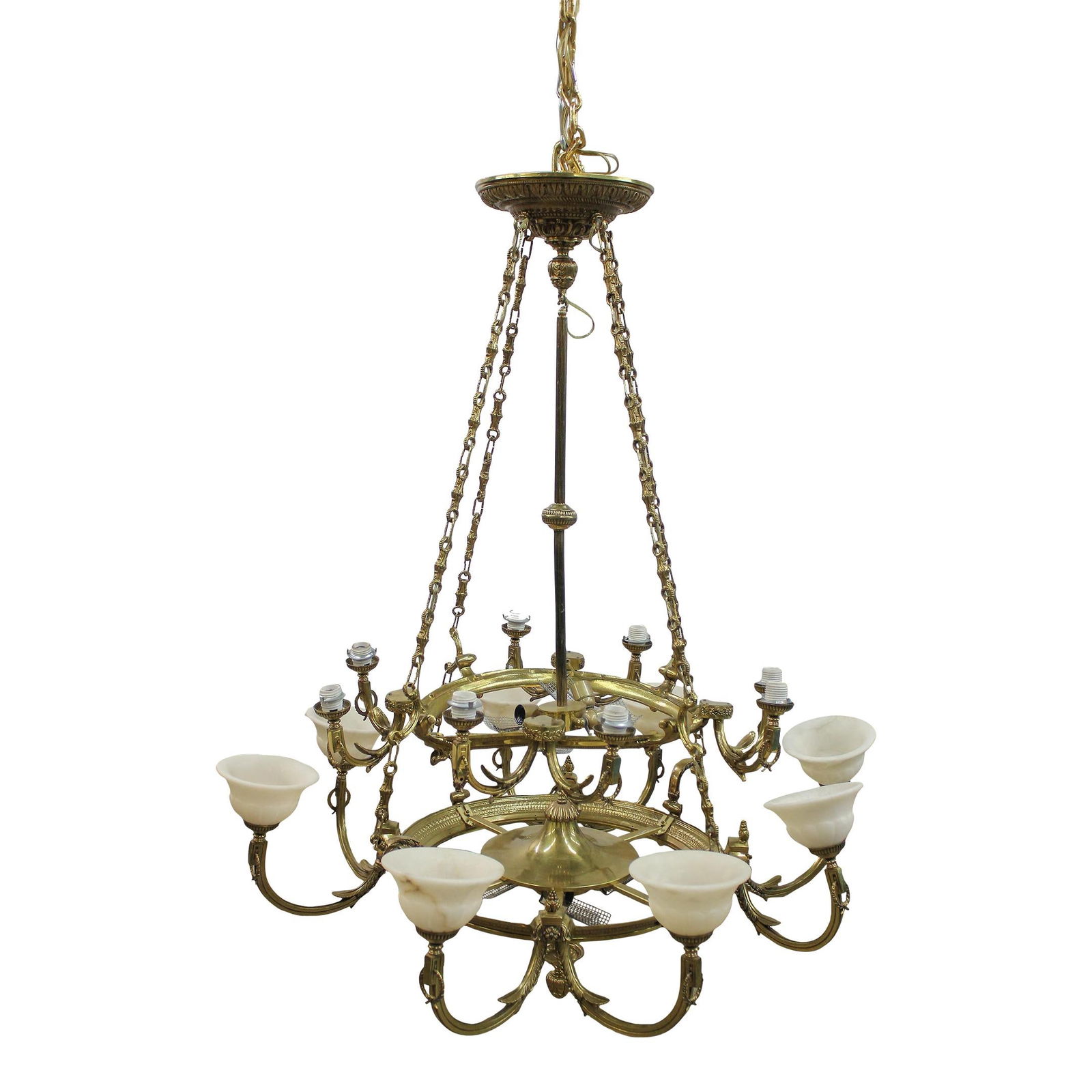 Vintage French Style Bronze Chandelier 60 Years Old Impressive Fixture (1 of 10)