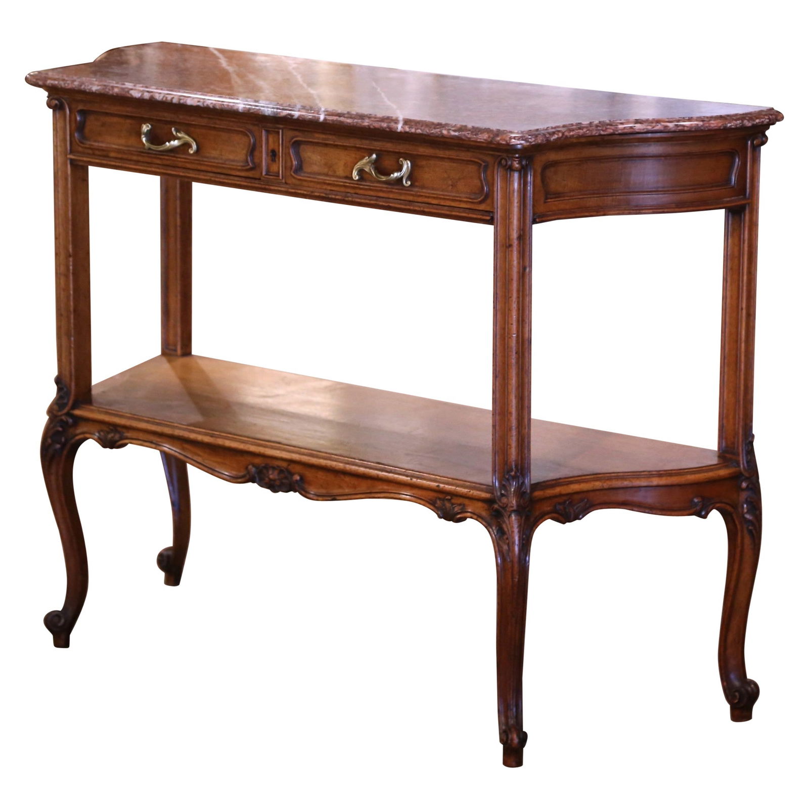 19th Century Louis XV French Walnut Server Table with Marble Top (1 of 12)