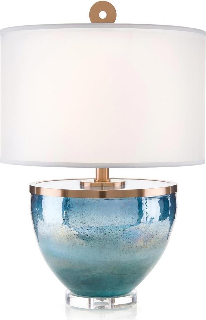 John-Richard Coastal Elegance Blue Glass Table Lamp 33 Inch UL-Listed: John-Richard Coastal Elegance Blue Glass Table Lamp 33 Inch UL-Listed Illuminate your space with the stunning Coastal Elegance Blue Glass Table Lamp. Standing at a height of 33 inches, this lamp featu