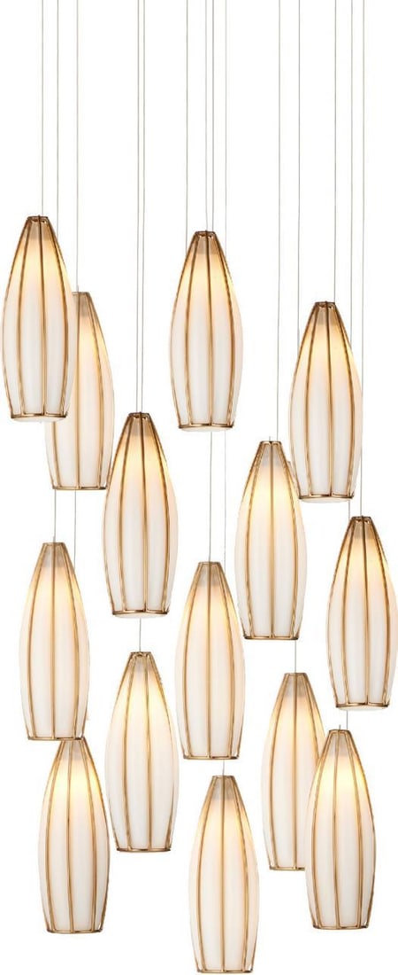 Currey Parish 15-Light Brass Pendant Fixture: Currey Parish 15-Light Brass Pendant Fixture Illuminate your space with the Modern Style Parish 15-Light Pendant Fixture, designed to bring a touch of vintage elegance to your decor. This exquisite fi