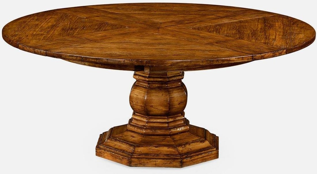Jonathan Charles Rustic Solid Walnut Circular Dining Table: Jonathan Charles Rustic Solid Walnut Circular Dining Table Enhance your dining experience with this Traditional Circular Solid Walnut Dining Table, a perfect blend of rustic charm and modern functiona
