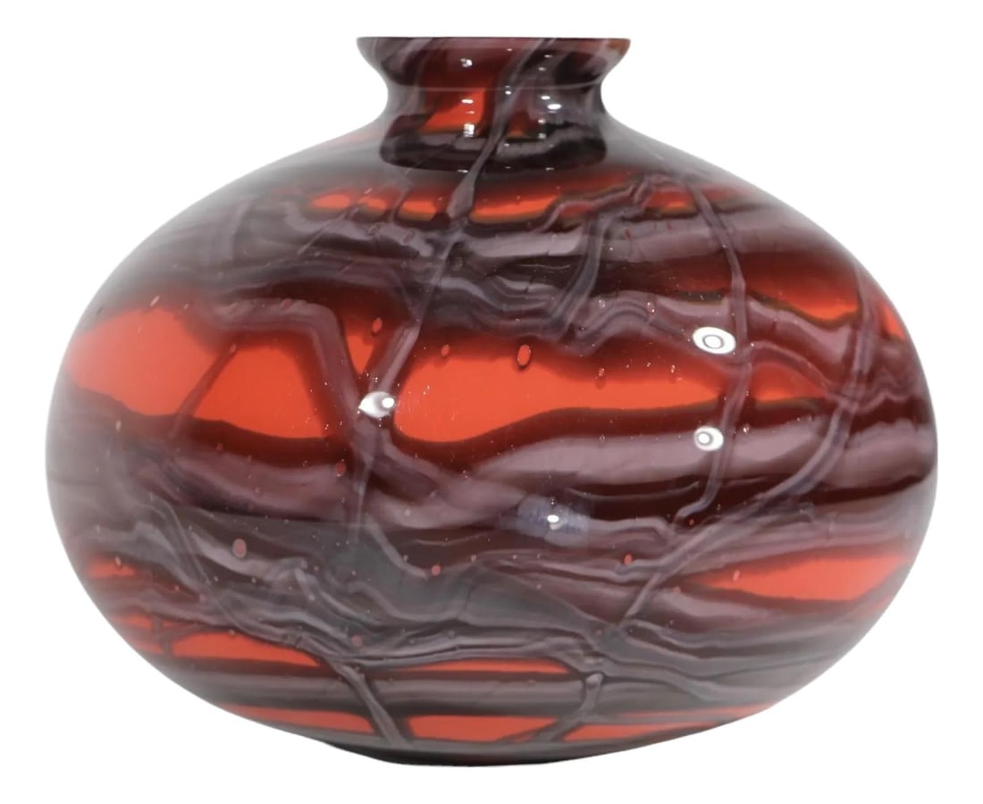 Czechoslovakian Kralik Tango Art Glass Vase Orange 1930s (1 of 9)