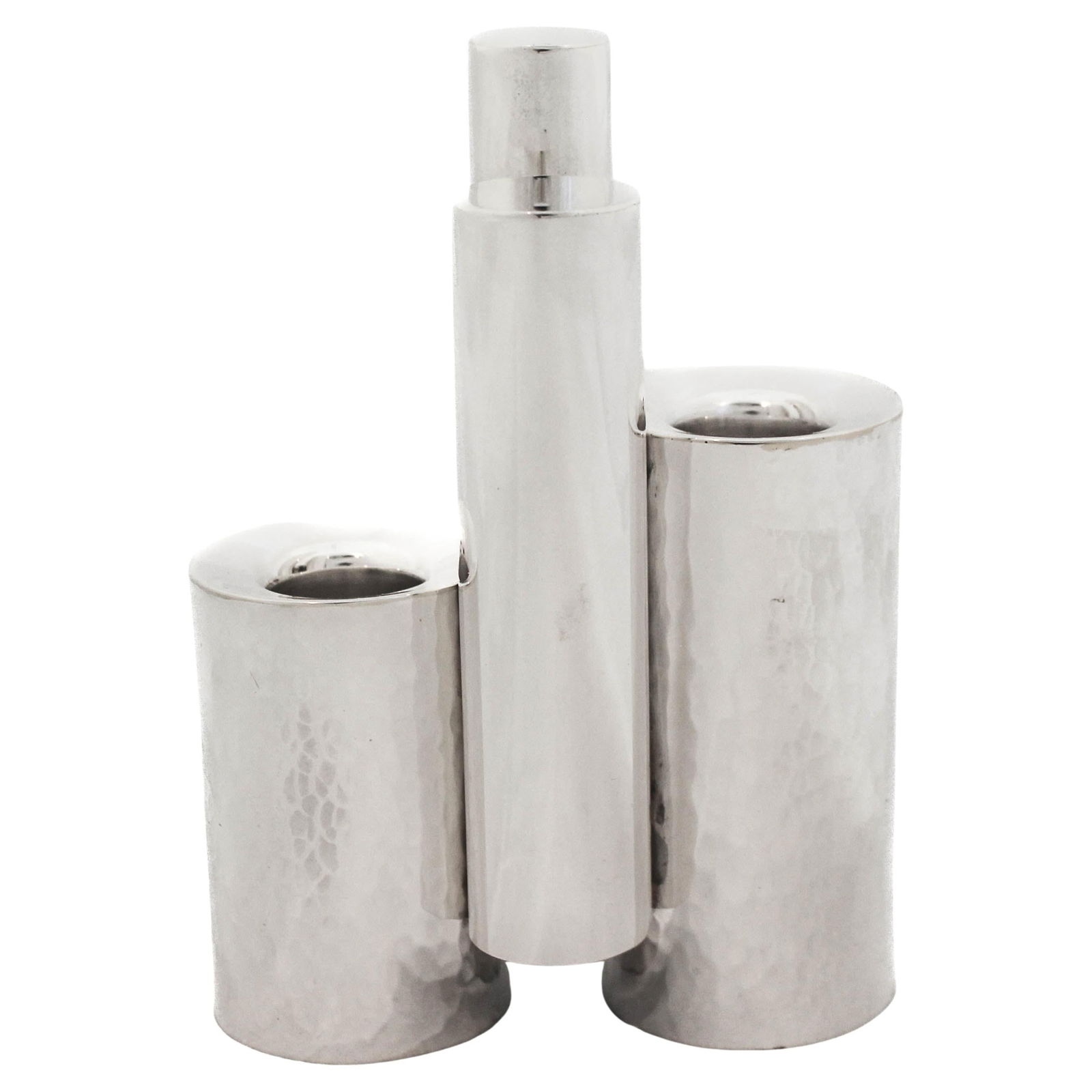 Bier Sterling Silver 2 Branch Shabbat Candelabra Modern Design Israel 1970: Bier Sterling Silver 2 Branch Shabbat Candelabra Modern Design Israel 1970 Enhance your Shabbat experience with this exquisite Sterling Silver Shabbat Candleholder. Crafted in Israel during the 1970s,