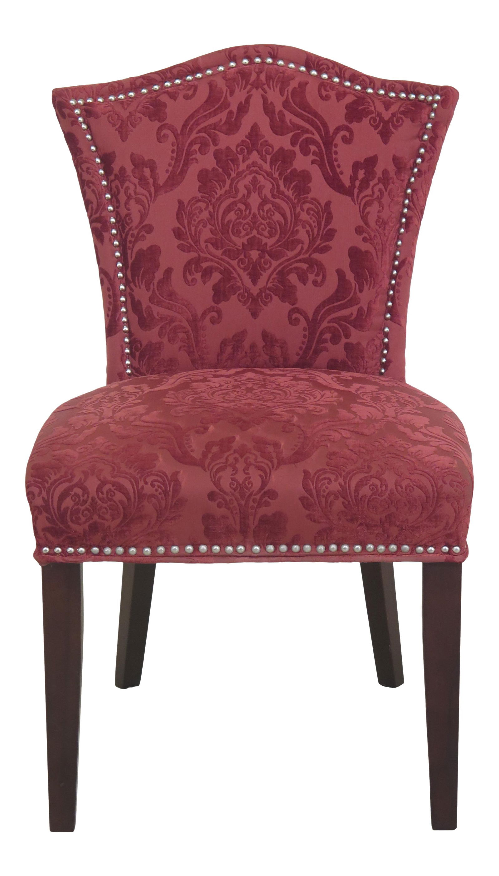Elegant Art Deco Side Chair Red Damask Upholstery (1 of 9)