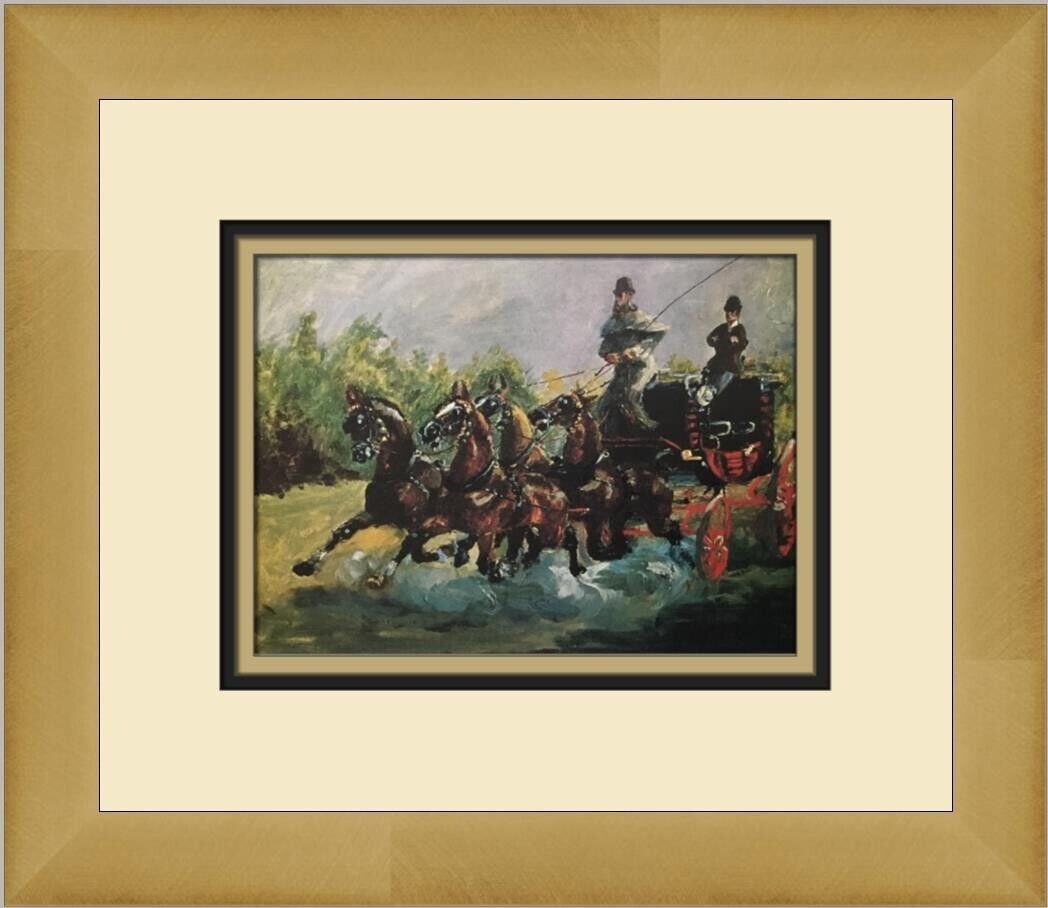Henri de Toulouse-Lautrec Driving the Mail Coach to Nice Custom Framed Lithograph (1 of 2)