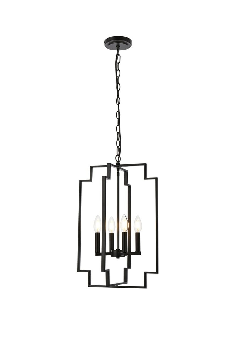 Rosenfeld Black Pendant Chandelier 4-Light Mid-Century Modern: Rosenfeld Black Pendant Chandelier 4-Light Mid-Century Modern Illuminate your space with this stunning Mid-century Modern Pendant Chandelier. Featuring a sleek black finish, this fixture is perfect fo