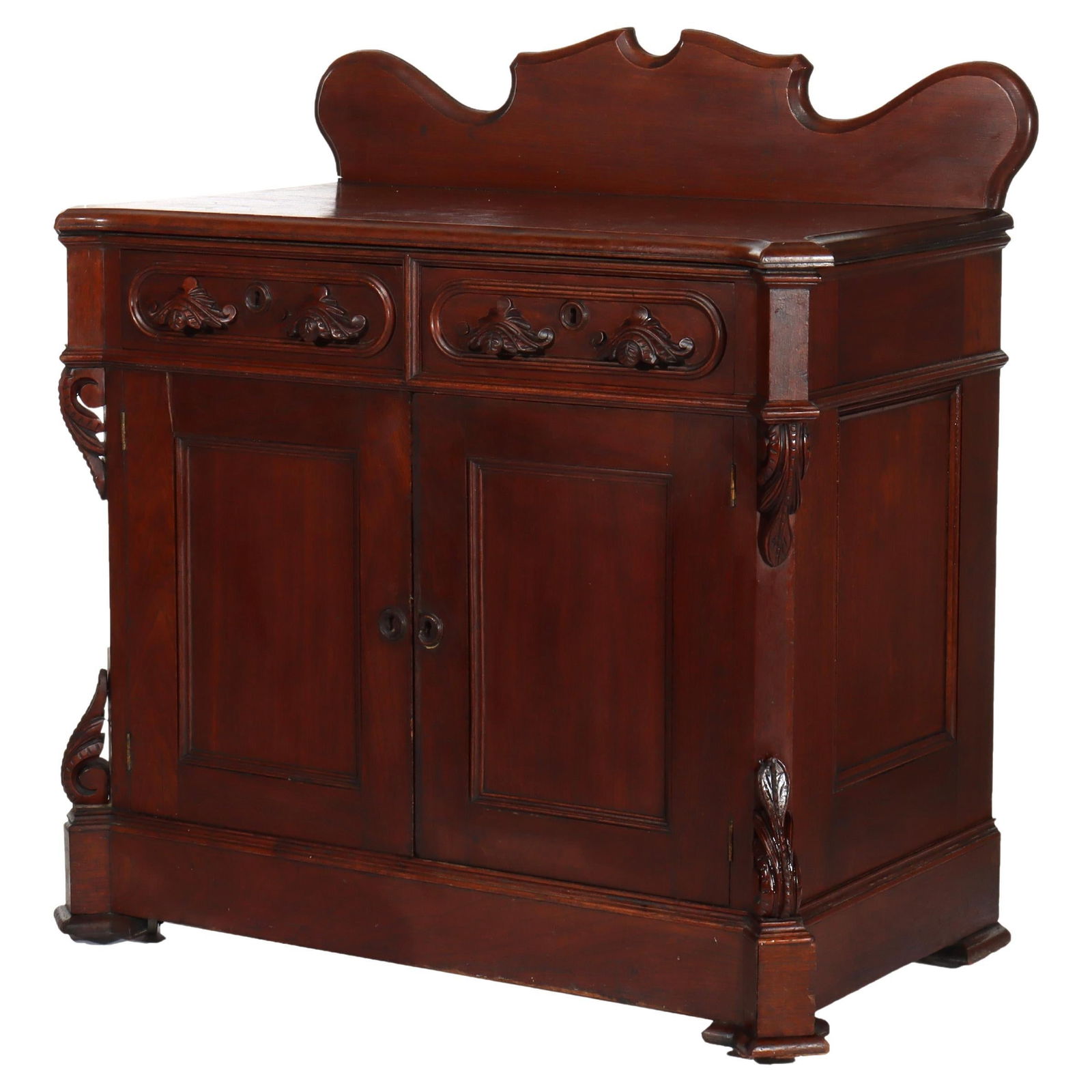 Antique Carved Walnut Washstand c1900 with Backsplash and Storage (1 of 16)