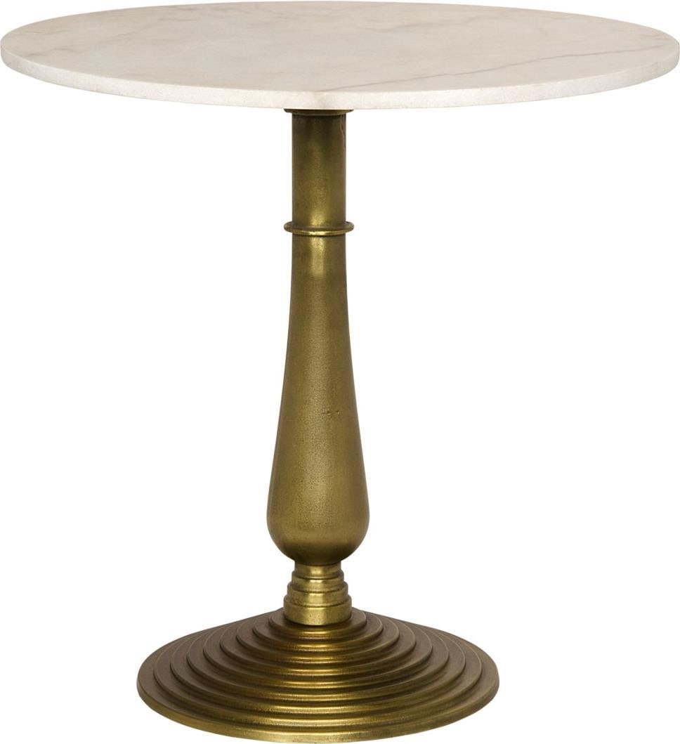 Alida Brass and Bianco Crown Marble Side Table: Alida Brass and Bianco Crown Marble Side Table Introducing the Timeless Alida Brass and Marble Side Table, a sophisticated addition to your home decor. Crafted in an antique style, this side table fea