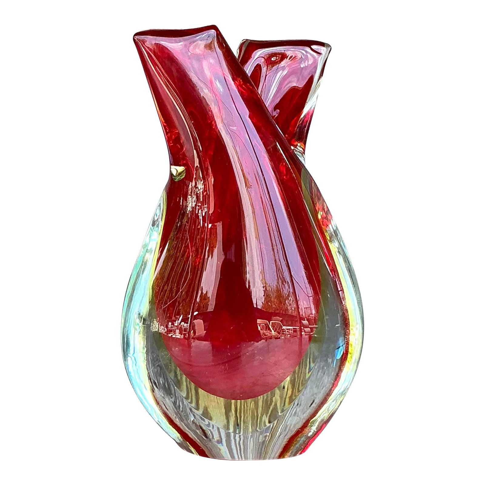 Ruby Red Vintage Italian Murano Glass Vase (1 of 4)