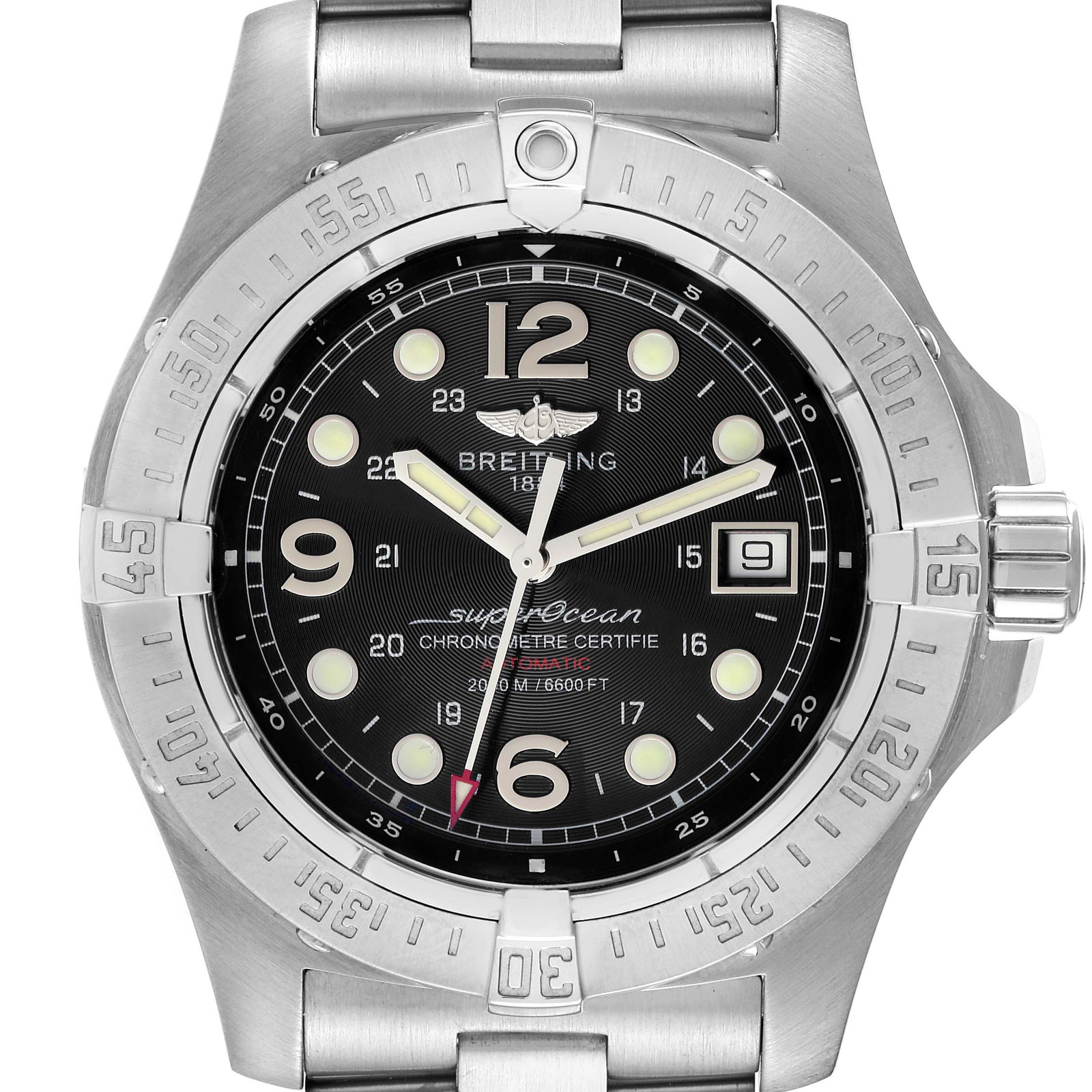 Breitling Super Ocean A17390 Black Dial 44mm with Papers 2006: Breitling Super Ocean A17390 Black Dial 44mm with Papers 2006 Introducing the Breitling Super Ocean, a remarkable timepiece designed for men who appreciate precision and style. This watch features a s