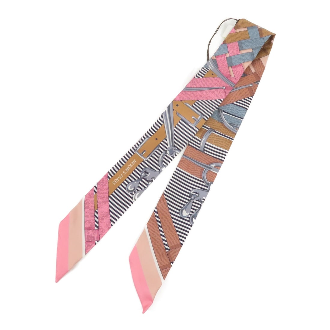 HERMES Multicolor Silk Twilly Scarf Made in France: HERMES Multicolor Silk Twilly Scarf Made in France This exquisite HERMES Twilly Scarf is a luxurious accessory made from high-quality silk, showcasing a vibrant multicolor design. Perfect for adding a