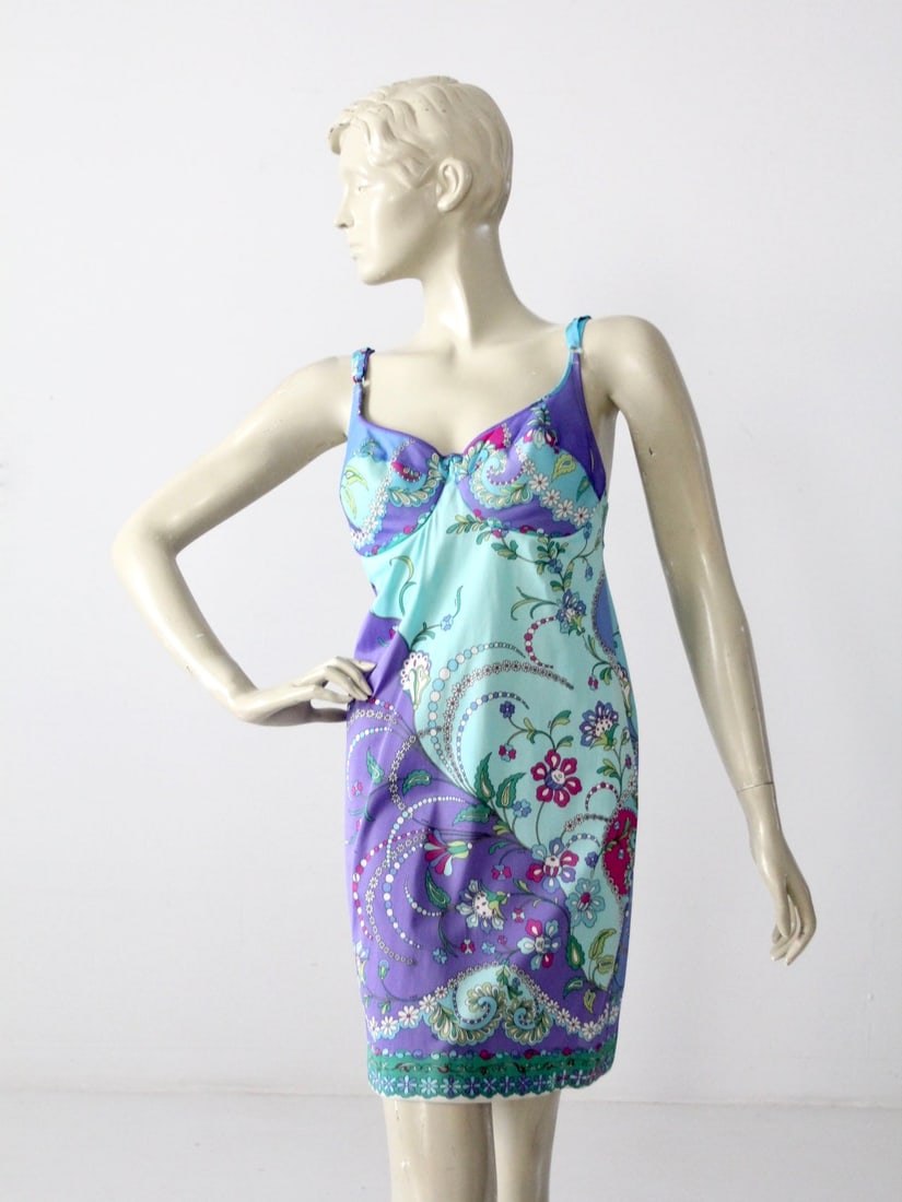 1960s Emilio Pucci Floral Full Slip by Form Fit Rogers: 1960s Emilio Pucci Floral Full Slip by Form Fit Rogers This exquisite 1960s vintage Emilio Pucci for Form Fit Rogers full slip is a perfect blend of elegance and comfort. Made entirely of silky nylon,