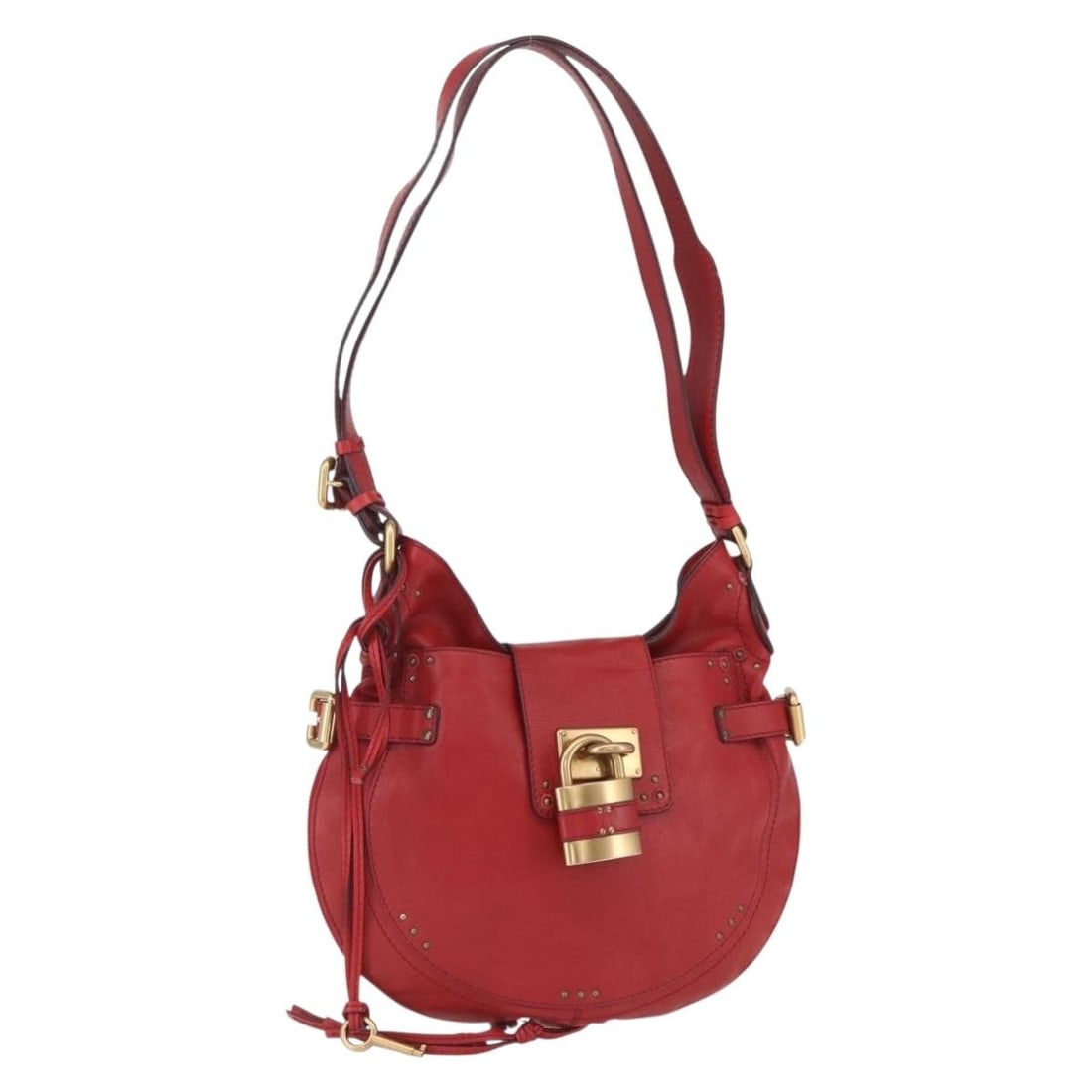 Chloe Paddington Red Leather Shoulder Bag Gold Hardware Authentic: Chloe Paddington Red Leather Shoulder Bag Gold Hardware Authentic Elevate your style with this authentic Chloe Paddington Shoulder Bag, crafted in Italy from premium leather. This exquisite bag featur